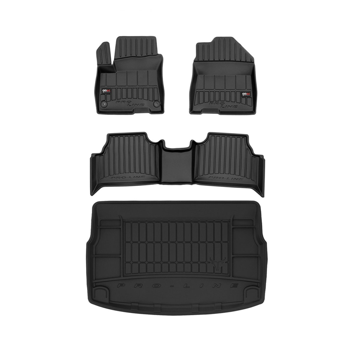 Hyundai Kona Floor-Trunk Mats - Omac - 3D Premium - Black - 2018-2023